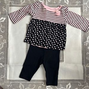 Jumping Beans Baby Girl BLack And Pink Matching Set 3M